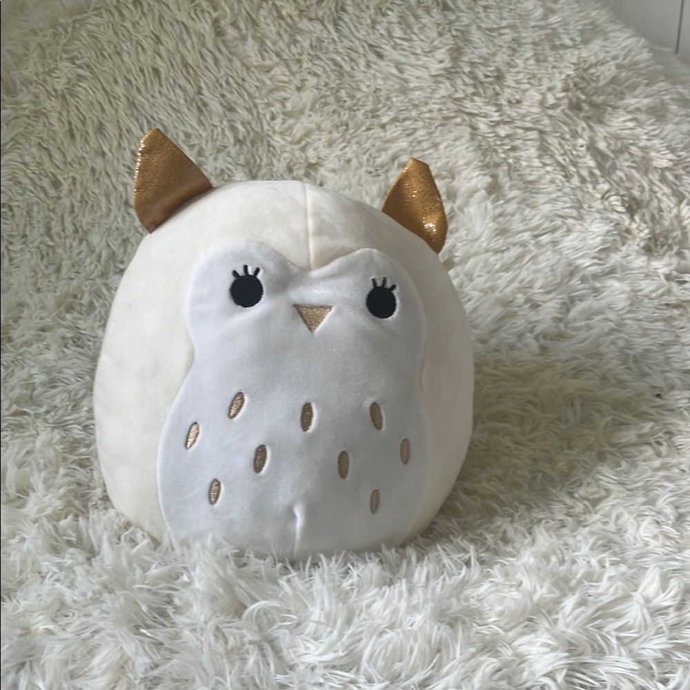 Cute squishmellow Owl Plush Toy with Gold Accents
